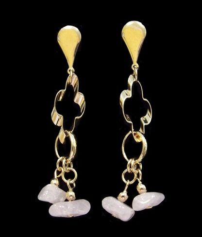 BRINCO com CRISTAL ROSA folheado a OURO 18K OB040