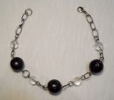 PULSEIRA  em AÇO INOX PEROLA NEGRA AP008