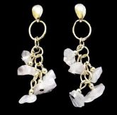 BRINCO DE CRISTAL ROSA - folheado a OURO 18K OB035