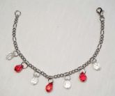 PULSEIRA gotas de cristal em AÇO INOX AP004