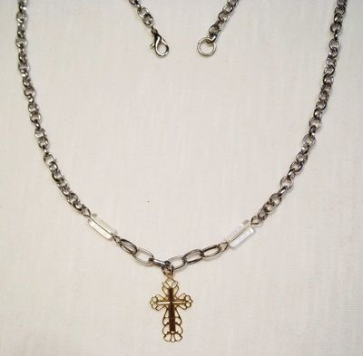 GARGANTILHA em aço inox pingente folheado a OURO 18K AC008