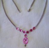 GARGANTILHA PINGENTE ROSA em AÇO INOX AC004