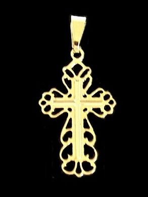 PINGENTE CRUZ RENDADA FOLHEADA A OURO 18K  OI004