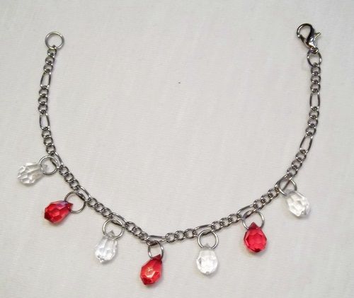 PULSEIRA gotas de cristal em AÇO INOX AP004