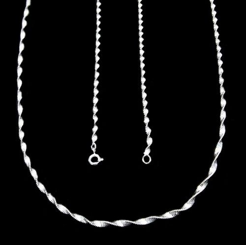 CORRENTE LAMINADA TORCIDA Folheada a PRATA 950 PC009