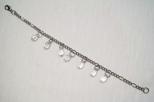 PULSEIRA gotas de cristal em AÇO INOX  AP003